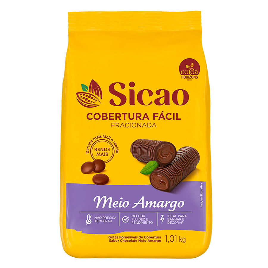 COBERTURA FÁCIL EM GOTAS MEIO AMARGO 1,01kg - sicao