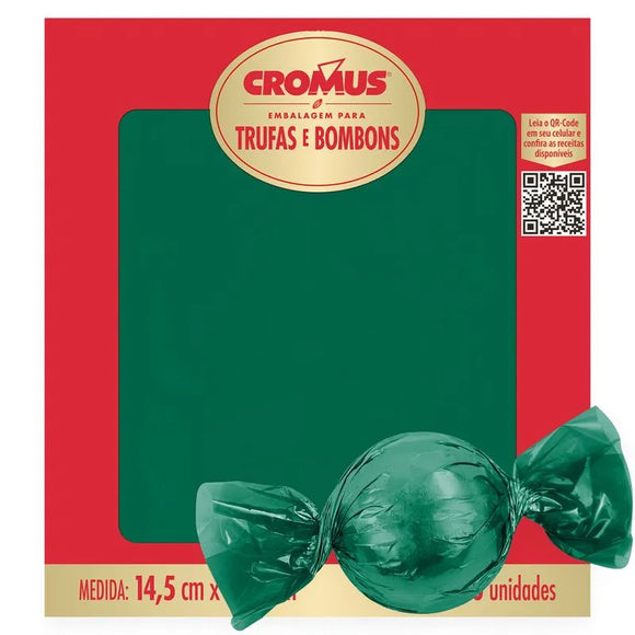 Embalagem P/ Trufas e Bombons Verde Bandeira Liso 14,5x15,5 cm C/100 Unidades Cromus
