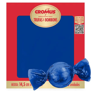 Embalagem P/ Trufas e Bombons Azul Liso 14,5x15,5 cm C/100 Unidades Cromus