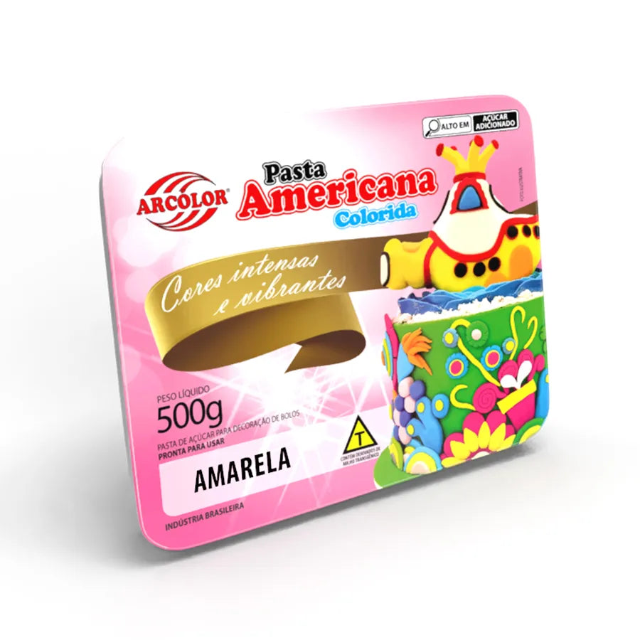 Pasta Americana Colorida Amarela 500g - ARCOLOR