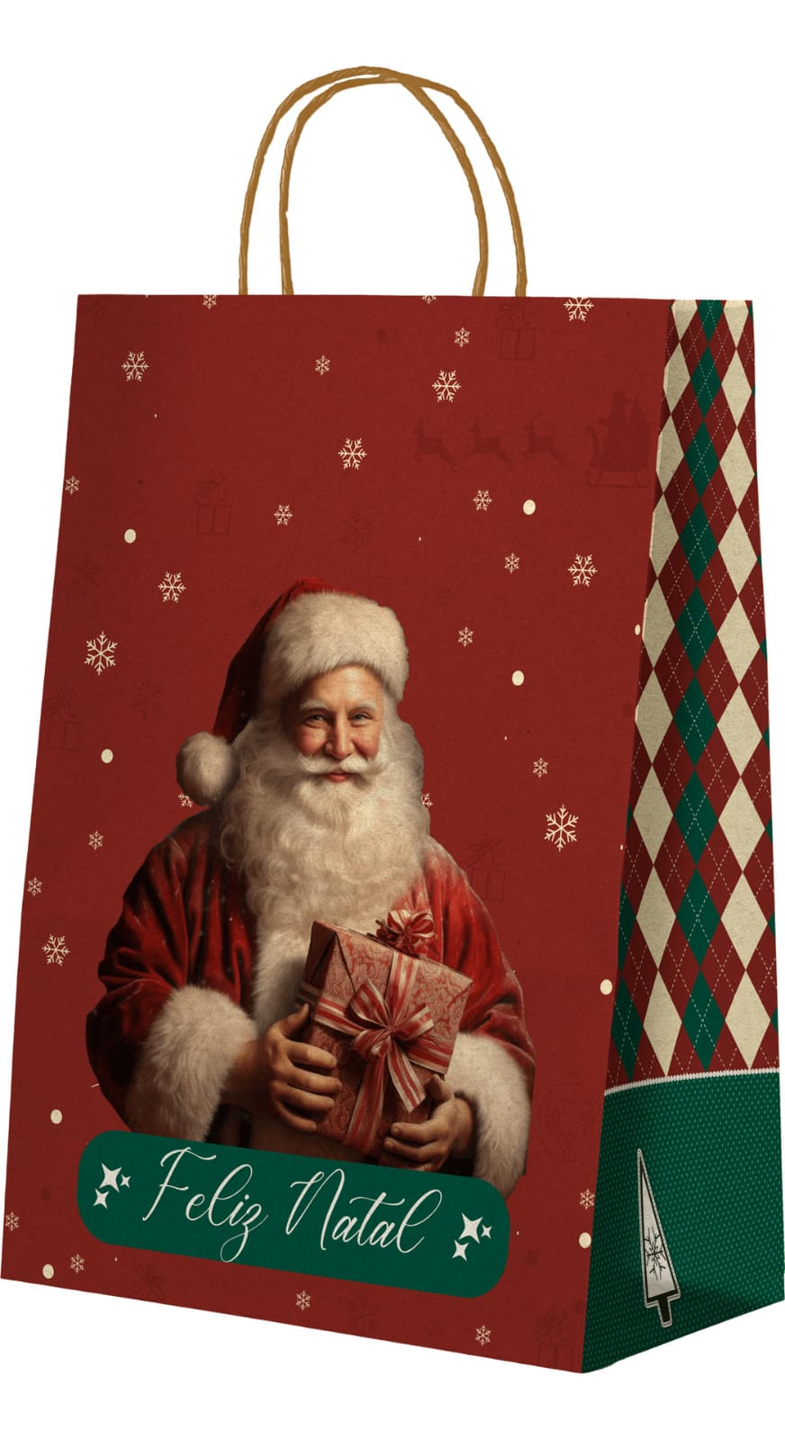 Sacola Feliz Natal Vermelha 24x15,5x31cm Unidade