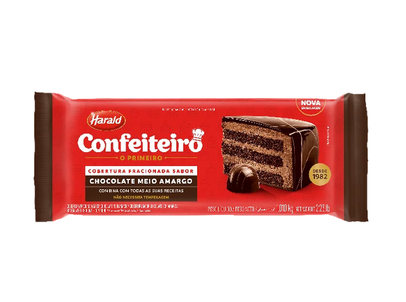 Cobertura Confeiteiro Meio Amargo em Barra 1,01kg