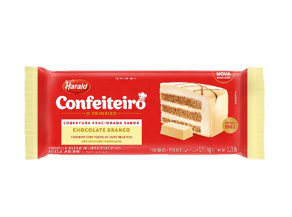 COBERTURA FRACIONADA CONFEITEIRO HARALD 1,010kg Chocolate Branco