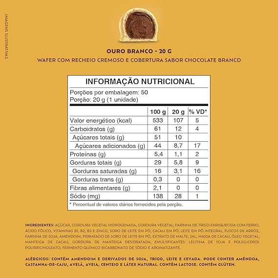 Pacote de Bombom Ouro Branco - Lacta