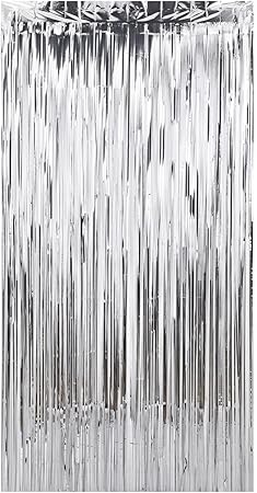 Cortina Metalizada Prata Decoração