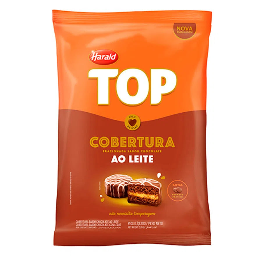 COBERTURA EM GOTAS TOP HARALD AO LEITE 1,01KG UNID