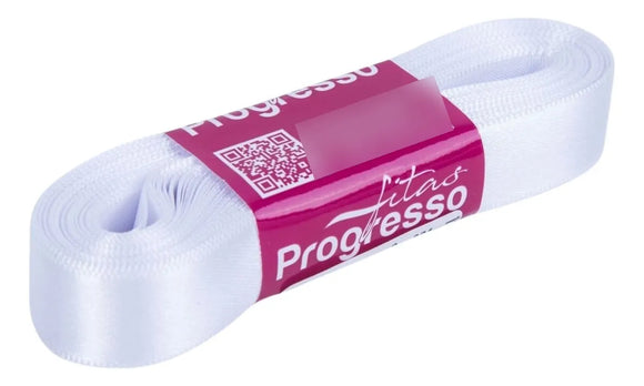 Fita de cetim 10m x 15mm  Progresso - Branco 201