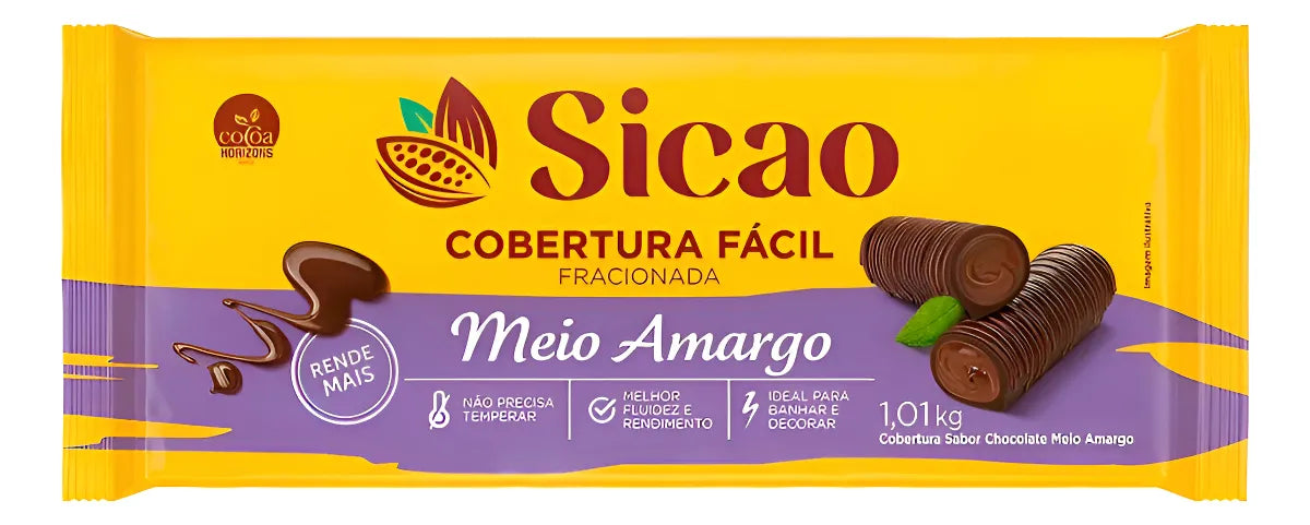 Cobertura Fácil Confeiteiro Meio Amargo 1kg - Sicao