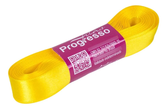 Fita de cetim 10m x 15mm  Progresso - Amarelo 763
