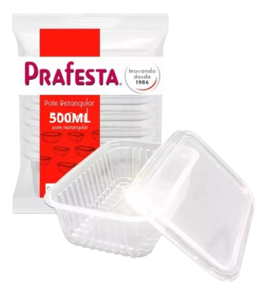 Pote Retangular 500ml C/24 - Prafesta