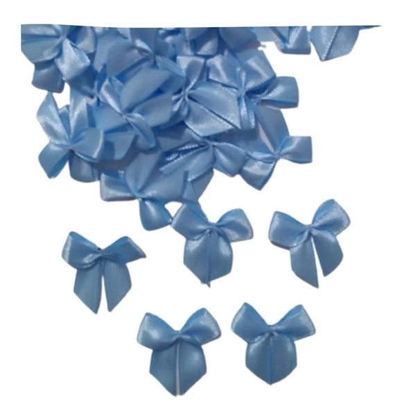Laço Pronto De Cetim Pequeno Azul Bebê (Nº2) C/50 - Mega laços