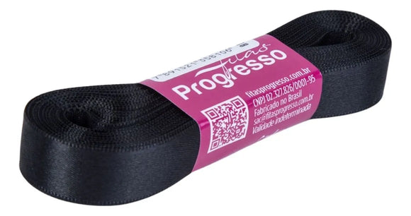 Fita de cetim 10m x 15mm  Progresso - Preto 219