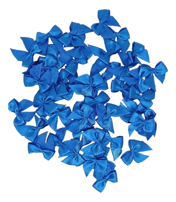 Laço Pronto De Cetim Pequeno Azul Royal (Nº2) C/50 - Mega laços