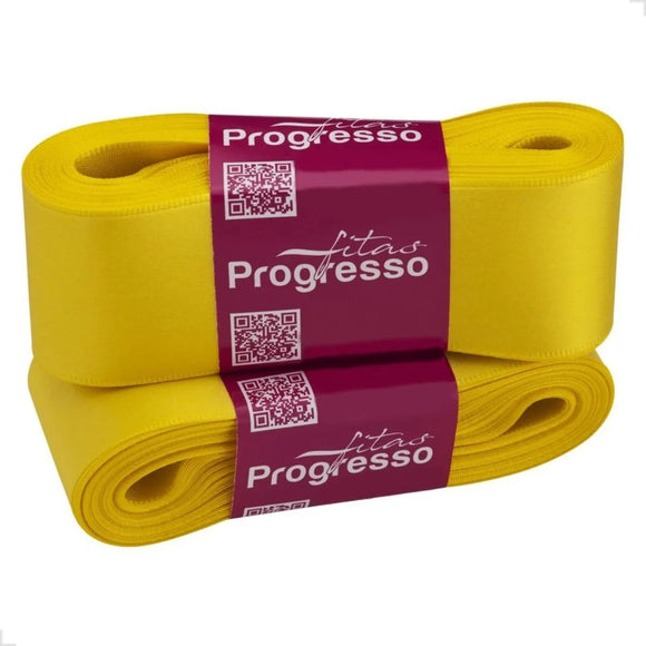 Fita de cetim 10m x 38mm Progresso - Amarelo 763