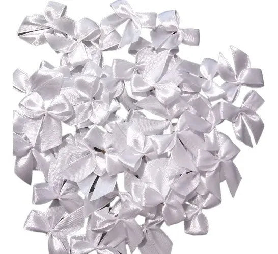 Laço Pronto De Cetim Pequeno Branco (Nº2) C/50 - Mega laços