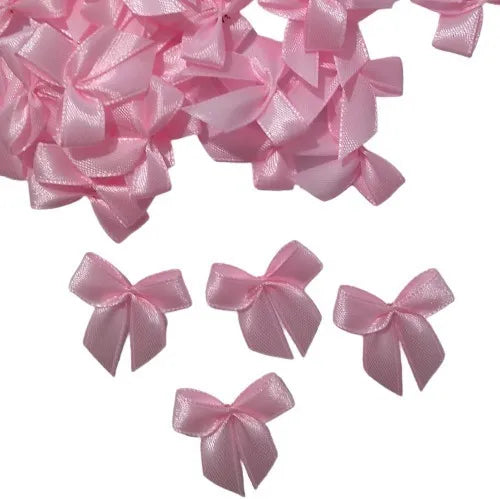 Laço Pronto De Cetim Pequeno Rosa Bebê (Nº2) C/50 - Mega laços