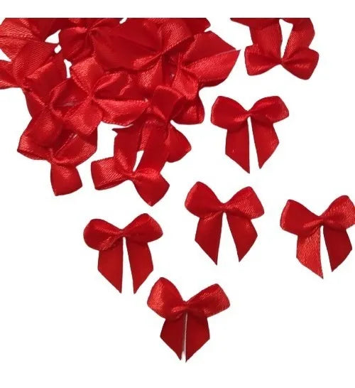 Laço Pronto De Cetim Pequeno Vermelho (Nº2) C/50 - Mega laços