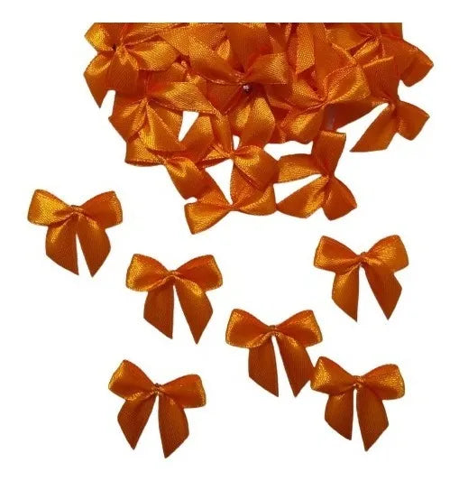 Laço Pronto De Cetim Pequeno Laranja (Nº2) C/50 - Mega laços