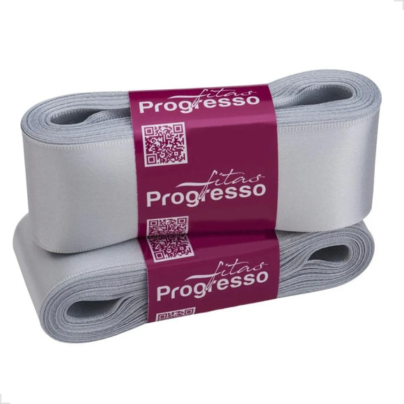Fita de cetim 10m x 38mm Progresso - Prata 084