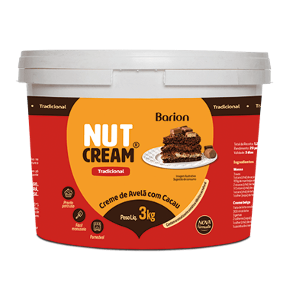Creme de Avelã Com Cacau 3kg NutCream - Barion
