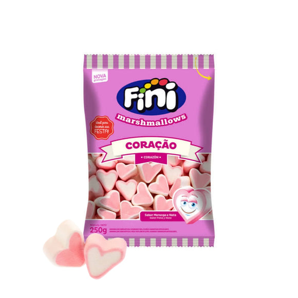 Marshmallow Fini Coração sabor morango e nata 250g