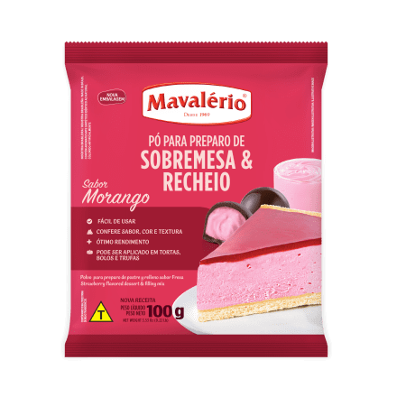 Pó Para Sobremesa Morango 100g - Mavalério