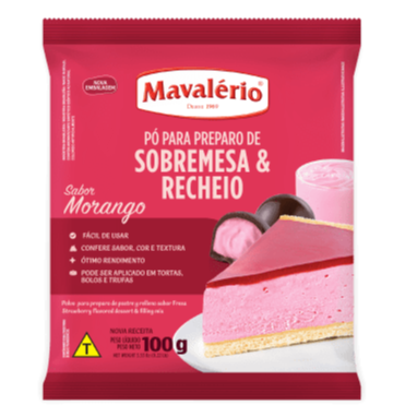 Pó Para Sobremesa Morango 100g - Mavalério