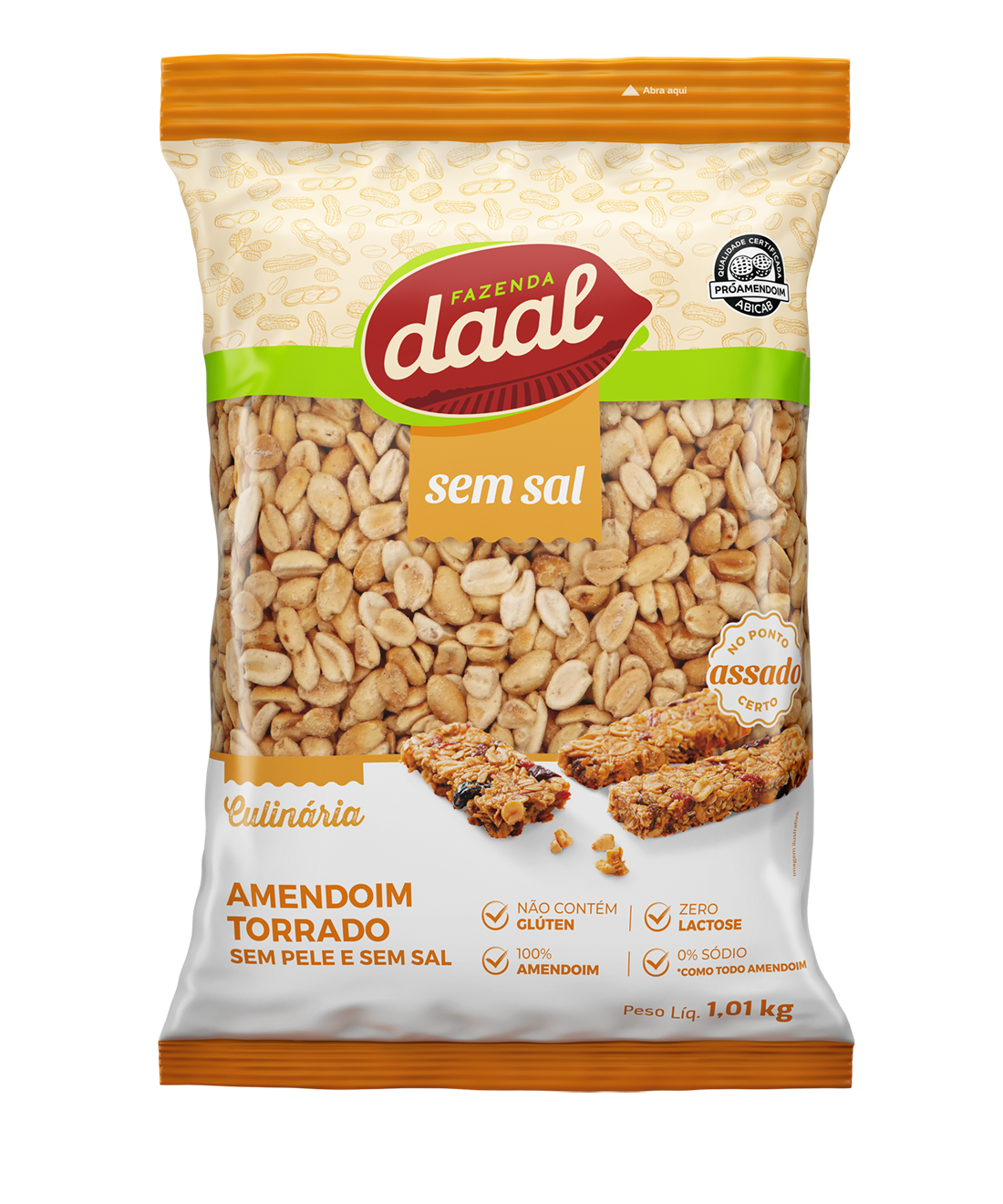 Amendoim Torrado Sem Pele E Sem Sal 1,01Kg - Daal