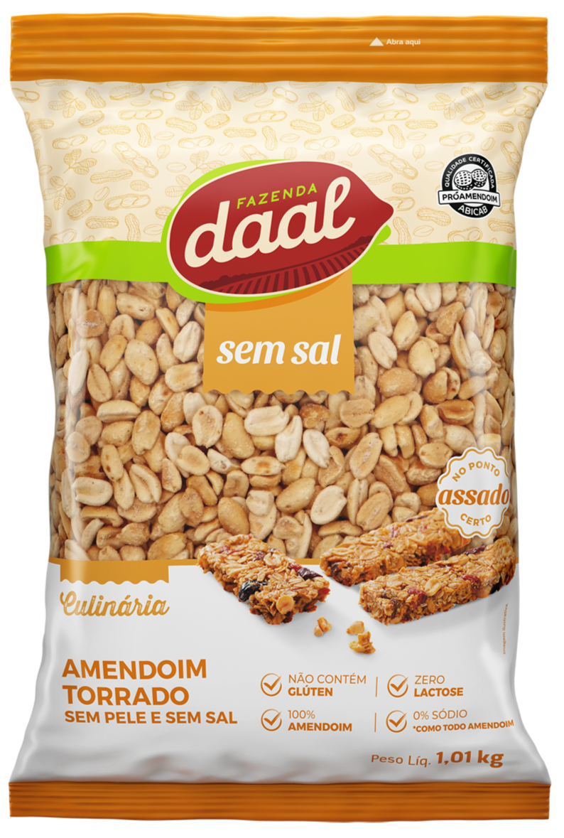 Amendoim Torrado Sem Pele E Sem Sal 1,01Kg - Daal