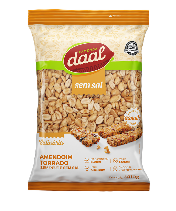 Amendoim Torrado sem Pele e sem Sal 1,01Kg - Daal