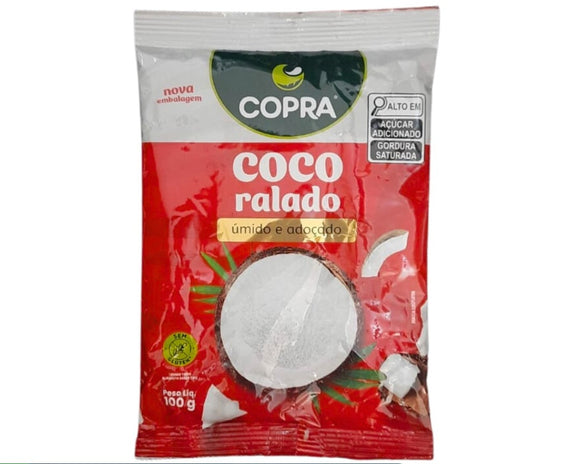 Coco ralado fino úmido e adoçado 100g copra
