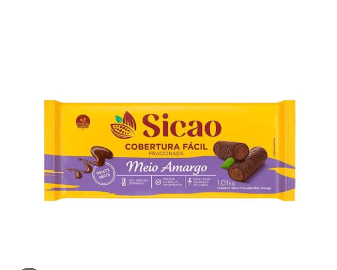 Cobertura fácil confeiteiro Sicao meio amargo 1kg