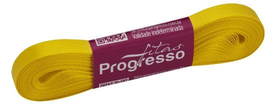 Fita de cetim Cores 10m x 7mm Progresso - Amarelo Gema