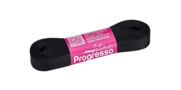 Fita de cetim 10m x 10mm Progresso - Preta
