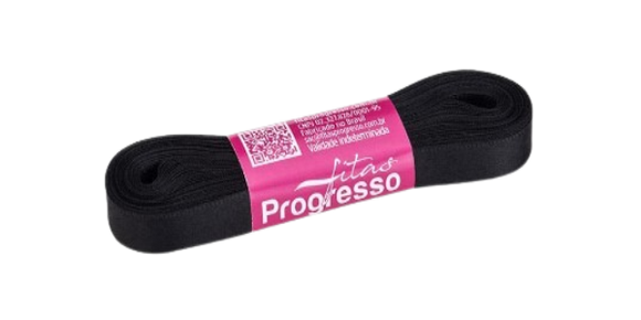 Fita de cetim 10m x 10mm Progresso - Preta