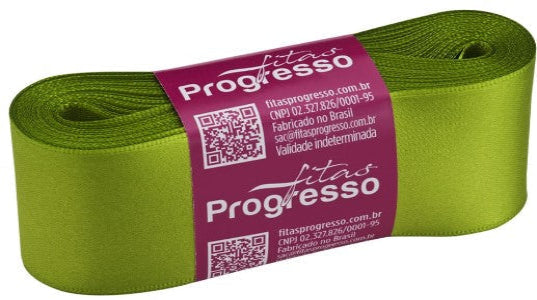 Fita de cetim 10m x 38mm Progresso - Verde Folha