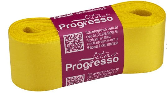 Fita de cetim 10m x 38mm Progresso - Amarelo gema