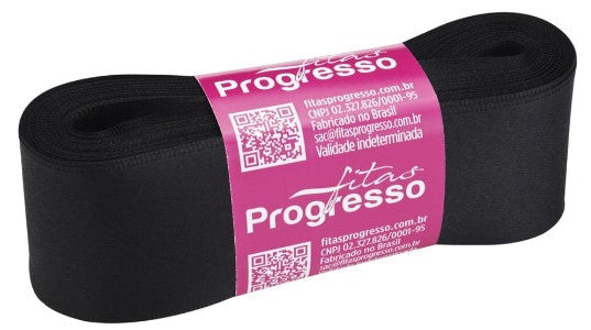 Fita de cetim 10m x 38mm Progresso - Preto