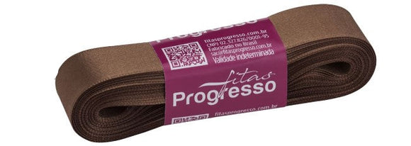 Fita de cetim 10m x 22mm Progresso - Marrom