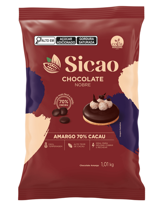Chocolate Amargo Nobre 70% - 1,01 kg - Sicao