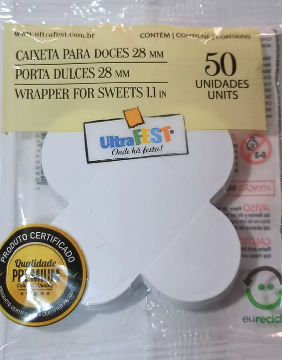 caixeta para doces 28mm branca C/50 - ultrafest