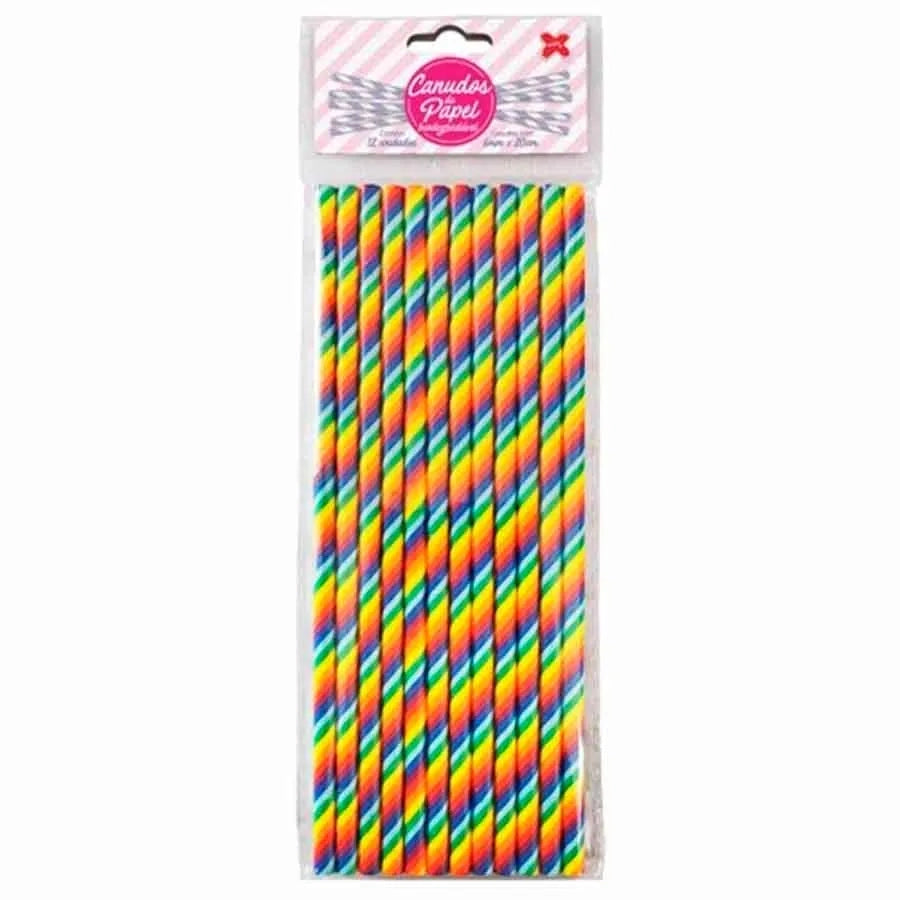 Canudo de Papel Colorido C/12