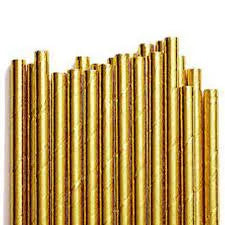 Canudo de Papel Metalizado Dourado C/12 Unid