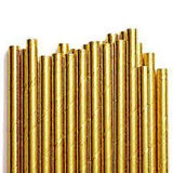 Canudo de Papel Metalizado Dourado C/12 Unid