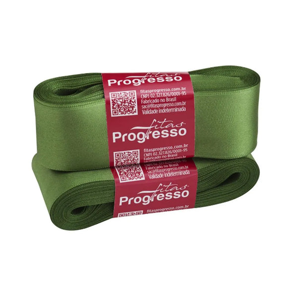 Fita de cetim 10m x 38mm Progresso - Verde Milita 249