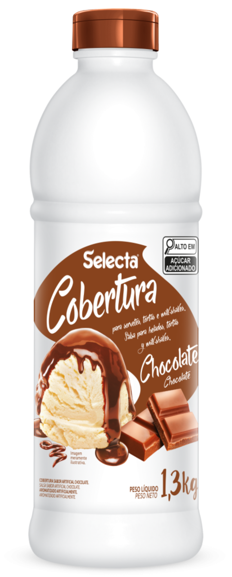 Calda Para Sorvete 1,3Kg Chocolate - Selecta Duas Rodas