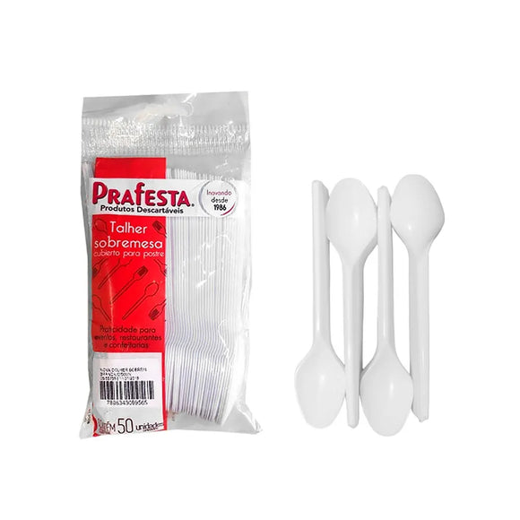 Colher De Sobremesa Branco C/50 - Dafesta
