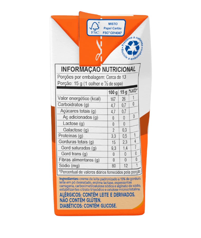 Creme de Leite Zero Lactose 200g - Piracanjuba