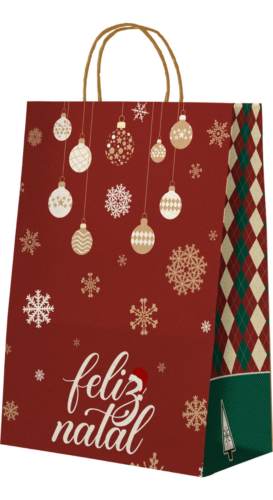 Sacola Feliz Natal Vermelha 24x15,5x31cm Unidade