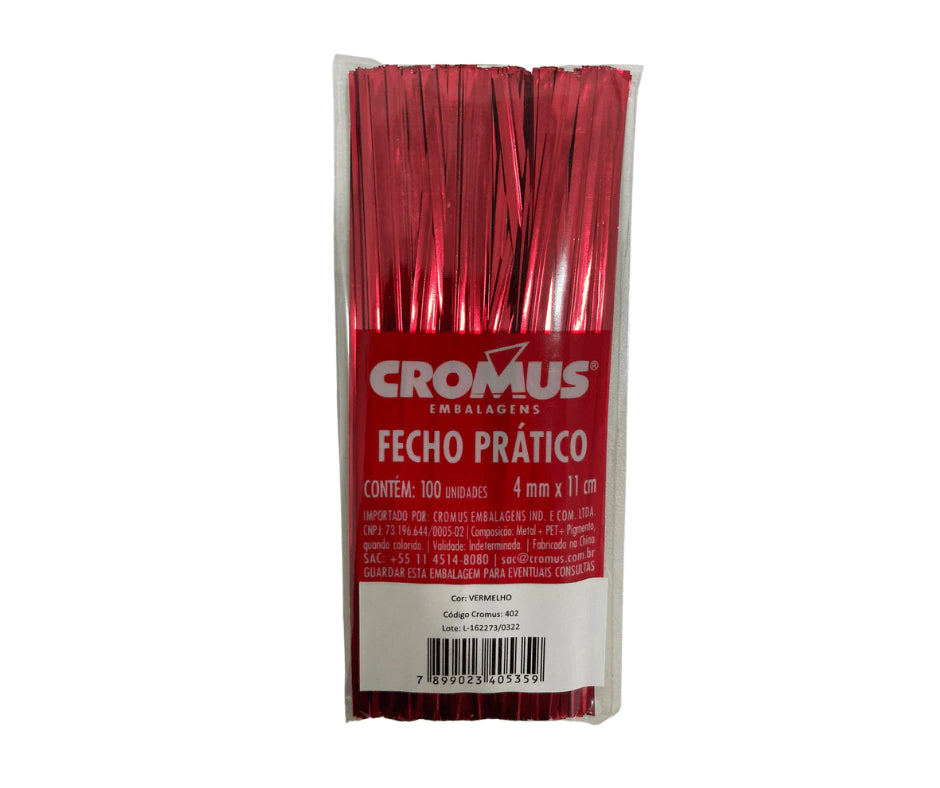 Fecho Prático Vermelho C/100 - Cromus